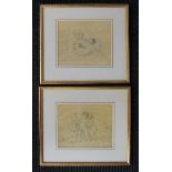 JOHN SCARLETT DAVIS (1804-1845): A pair of framed and glazed pencil drawings of small children.
