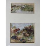 W.R. WOODS (XIX):A framed and glazed 19th Century watercolour of farm animals, signed bottom right