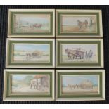 JASON PARTNER (1922-2005) A set of six framed and glazed watercolours of working horses in the