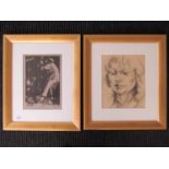 A gilt framed E/A print of figures, indistinctly signed in pencil,