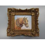 STEPHEN WALKER (1900-2004) An ornate framed oil on card of a working horse. Signed bottom middle.