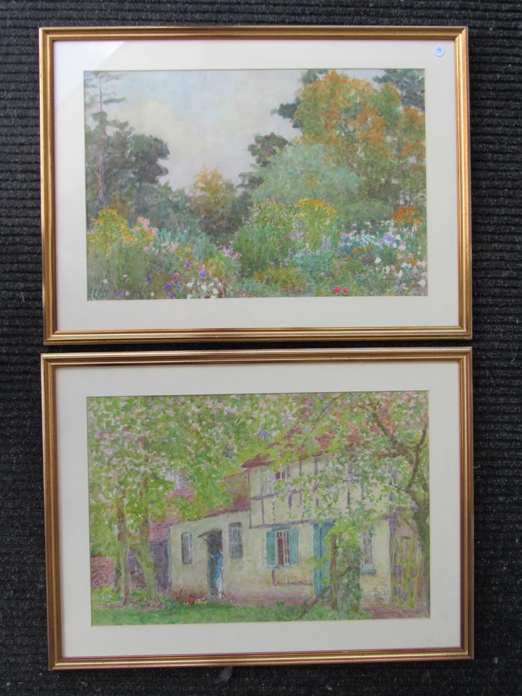 GEORGE HERBERT JUPP (1869-1942) Two framed & glazed watercolours depicting cottage and cottage