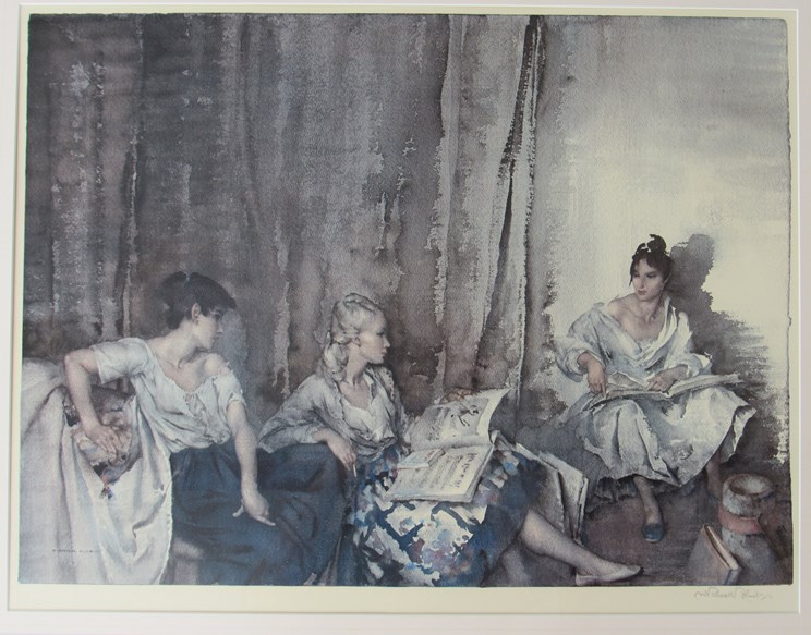 WILLIAM RUSSELL FLINT (1880-1969) A framed and glazed limited edition print 'The Trio' pencil