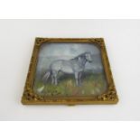 STEPHEN WALKER (1900-2004) Miniature oil of grey horse in pasture, signed lower left, 7.5cm x 7.