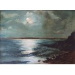 GEORGE HERBERT JUPP (1869-1942) A framed oil on canvas depicting a moonlit seascape. Unsigned. 27.