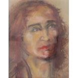 An unsigned framed and glazed pastel portrait of female head.