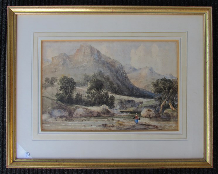 After David Cox: Woman washing by river, watercolour, framed and glazed. - Bild 2 aus 2