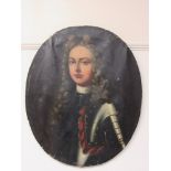 An 18th Century oil on oval canvas of a military gentleman in armour.