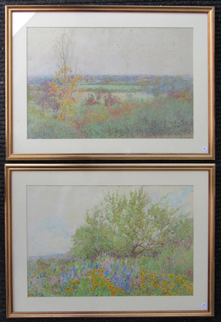 GEORGE HERBERT JUPP (1869-1942) Two framed & glazed watercolours depicting cottage garden and