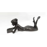 TOM GREENSHIELDS (1915-1994): "Anya with a Book": Resin bronze. 144/350. 46cm long.
