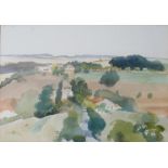 HAROLD YATES (1916-2000) A framed and glazed watercolour entitled 'La Lande'.