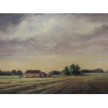 WINIFRED MUELLER (XX) A framed oil on board entitled 'Evening Light' Norfolk country scene.