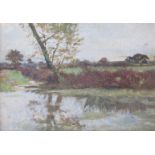 GEORGE HERBERT JUPP (1869-1942) A framed oil on board, impressionist style river scene. Unsigned.