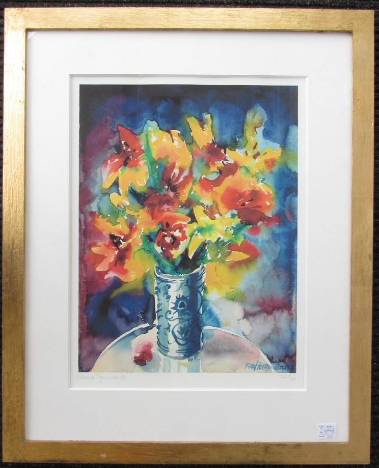 A framed and glazed Limited Edition print Chinese Tigerlilies 2/50. - Bild 2 aus 2