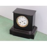 A Victorian slate mantel clock, Roman enamelled dial signed Aubert & Klaftenberger, Geneve,