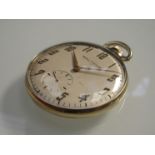 An early to mid 20th Century Waltham gold cased open faced pocket watch of slim proportions,