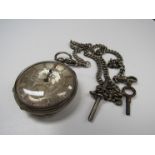 A Victorian silver open faced pocket watch with engraved Roman dial and subsidiary seconds,