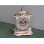 A German porcelain cased and dial mantel clock from Kunstgewerliche - Uhrenwerk-Statten Weimar with