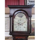 A Georgian mahogany longcase clock, painted arch dial with Roman numerals,