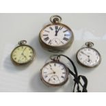 A Goliath pocket watch and three open faced pocket watches including silver example