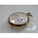 An open faced pocket watch stamped 14K,