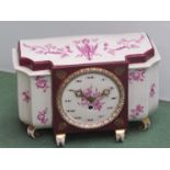 A German porcelain cased and dial mantel clock from Kunstgewerliche - Uhrenwerk-Statten Weimar with