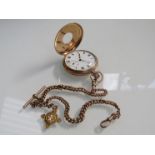 A 9ct gold half hunter pocket watch, Roman enemelled dial with subsidiary seconds,