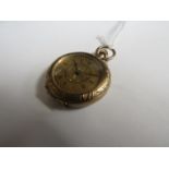 A 9ct gold engraved fob watch,