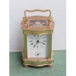 A L'Epee 20th Century brass carriage clock with alarm mechanism,