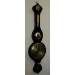 An 8" pointed top rosewood five dial wheel barometer, warranted correct,