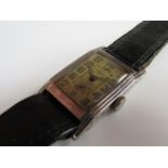 A 1930's silver cased Doctor's style wristwatch, patterned case,
