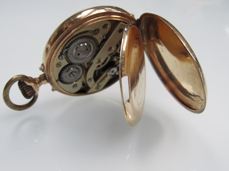 An open faced pocket watch stamped 14K, - Image 2 of 2