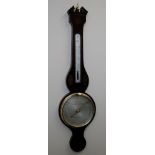 An 8" broken pediment mahogany strung wheel barometer,