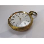 A Millikin & Lawley 168 Strand gold plated pocket watch with engine turned decorated case,