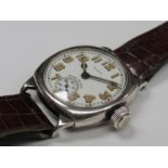 ELGIN: An early to mid 20th Century silver cushion cased gent's wristwatch,