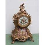 A 19th Century French gilt Japy Freres mantel clock with Sevres porcelain panels,