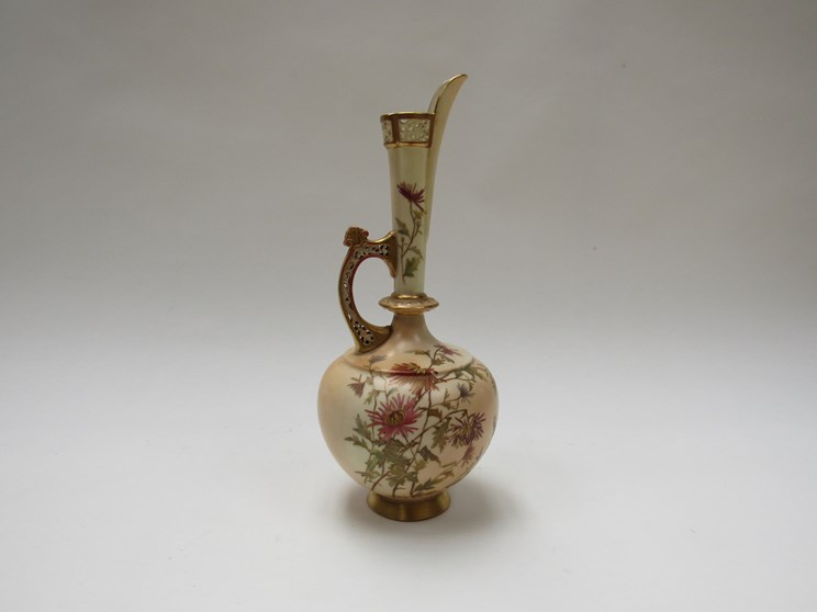 A Worcester blush ivory decorative ewer, 27.