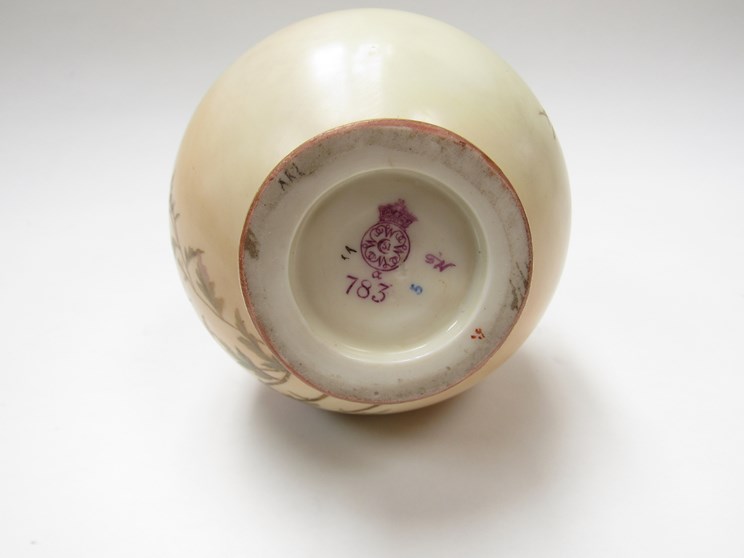 A Worcester blush ivory decorative ewer, 27. - Image 3 of 3