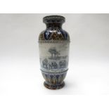 A Doulton Lambeth baluster vase by Hannah Barlow, various impressed marks to base, dated 1876.