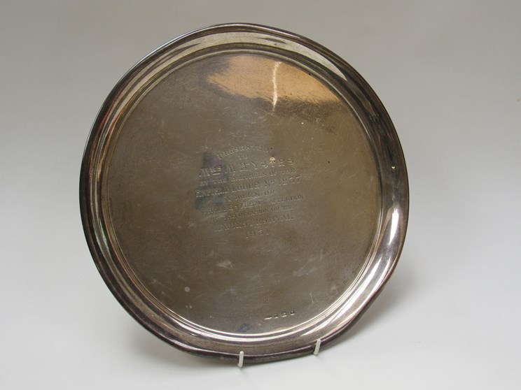 A 1930's silver tray with Masonic inscription, London 1931,