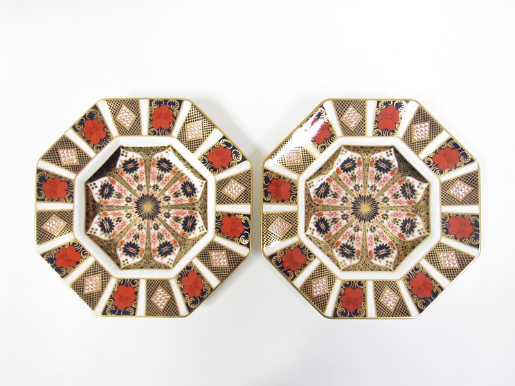 A pair of Royal Crown Derby "Old Imari" pattern octagonal plates