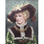 A 19th Century framed painting ceramic plaque portrait of a lady,