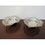 A pair of Deakin and Francis pierced silver heart shaped bon-bon dishes, Birmingham 1895,