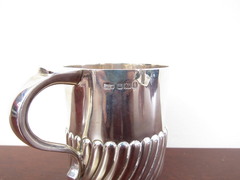 A Mappin & Webb silver cup, scroll handle, half wrythen form body, Sheffield 1903, - Image 3 of 3