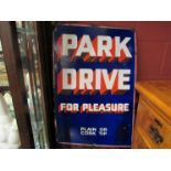 A Park Drive For Pleasure enamel sign