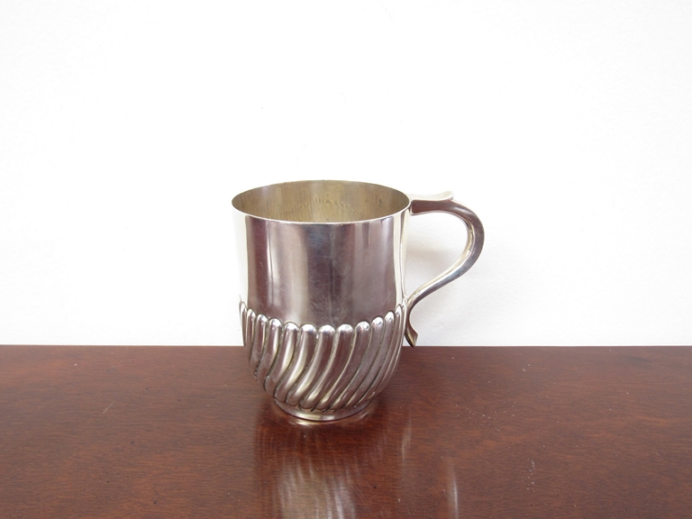 A Mappin & Webb silver cup, scroll handle, half wrythen form body, Sheffield 1903, - Image 2 of 3