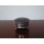 A silver and tortoiseshell trinket box, hinge a/f,