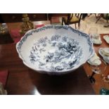 A late 19th Century Masons Ironstone china pedestal bowl with chinoiserie decoration,