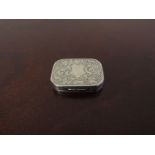 A Joseph Fray silver snuff box, engraved with foliate scrolls, vacant cartouche, Chester 1886,