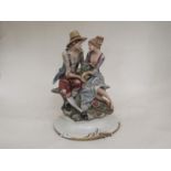 A Capo-di-Monte style figural group of boy and girl